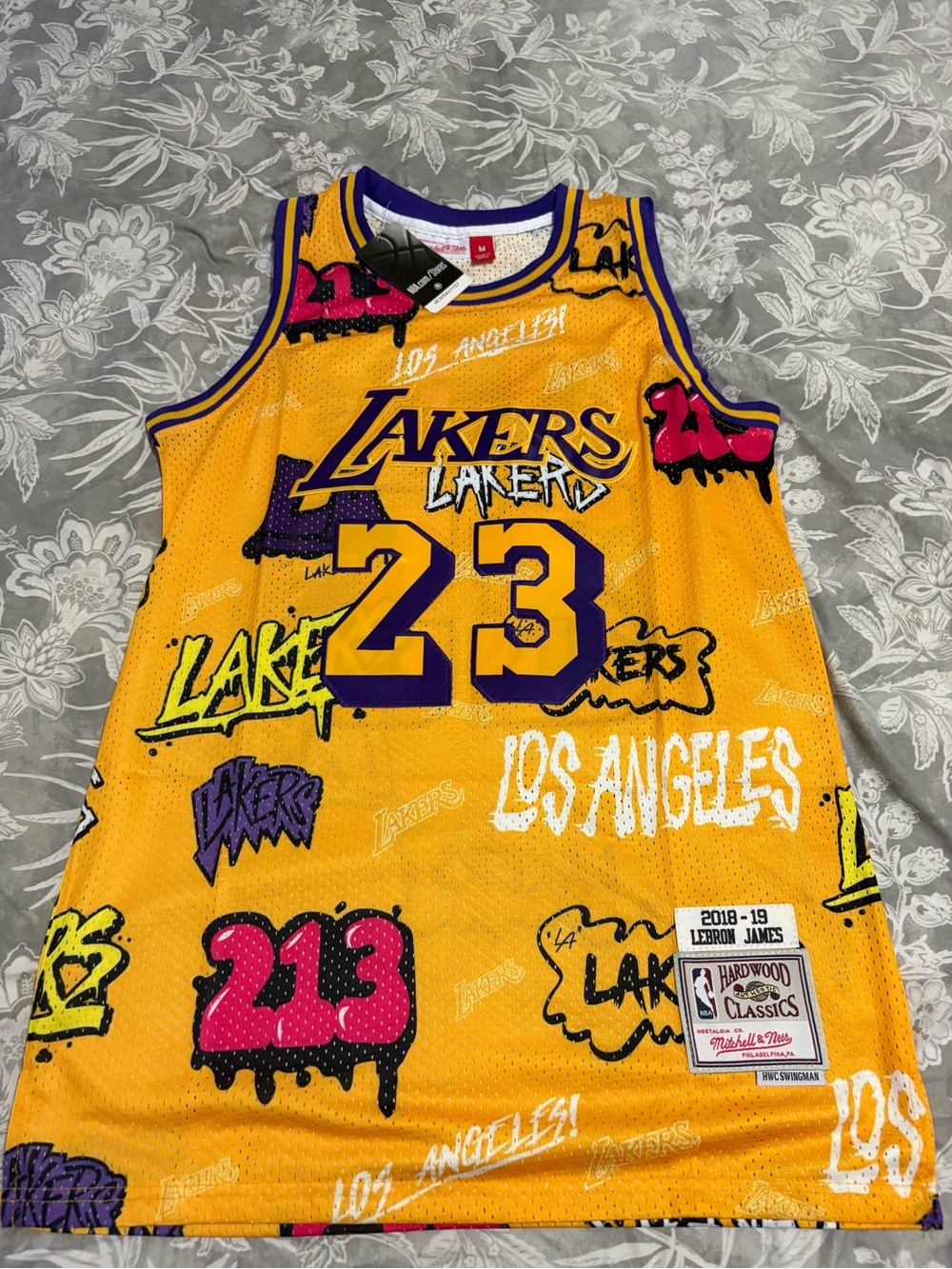 Mitchell & Ness Los Angeles Lakers Graffiti #23 Yellow/Purple Jersey